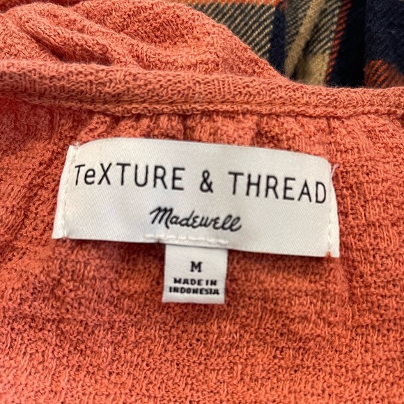 Madewell Texture & Thread Tiered Sleeve Top Orange Scoop Neck - Size Medium - Picture 7 of 8